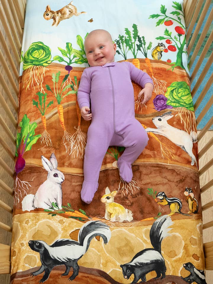 Garden Bed Burrow fitted crib sheet for wholesale by Moon Star Baby