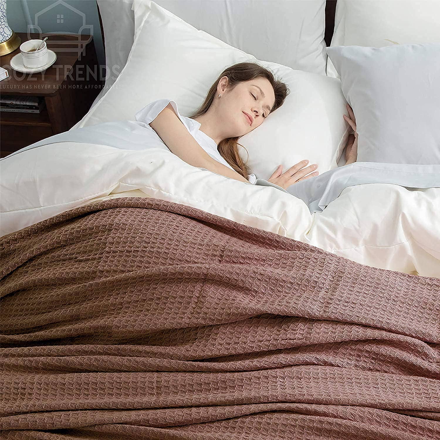 COZY HOMES COLLECTION - Wholesale Bedding Blanket - 100% Natural Cotton Waffle Weave Medium Weight Blanket13
