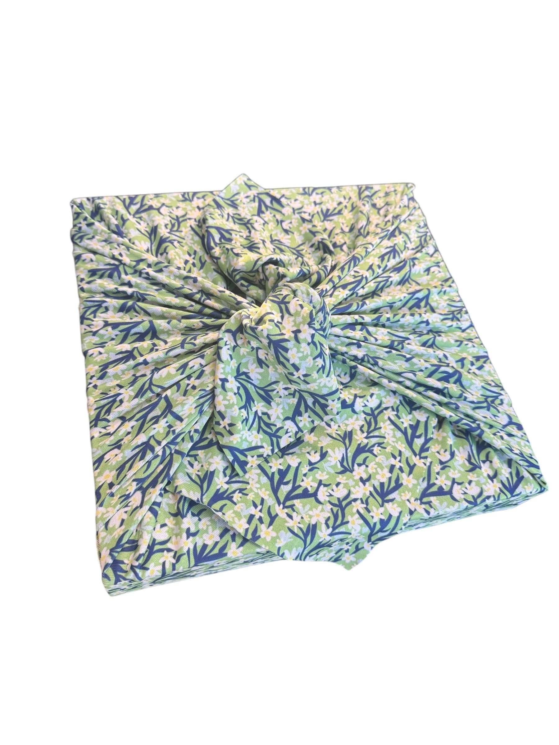 Shiki Wrap - Wholesale Flat Wrap - Set of 3 (S, L, XL) Reusable Cloth Furoshiki Gift Wrap | Spring Floral & Deep Blue2