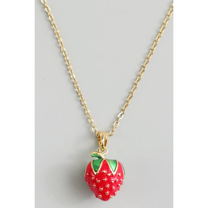 GOLD STRAWBERRY PENDANT NECKLACE for wholesale on Faire