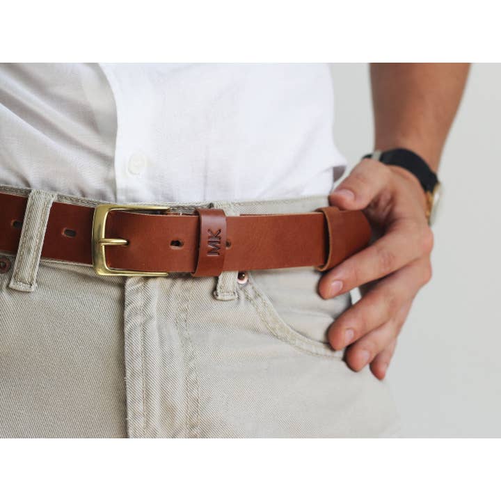 Herrbälte, Läderbälte, Personligt bälte, Herrläderbälte för wholesale av Pol Leather Studio