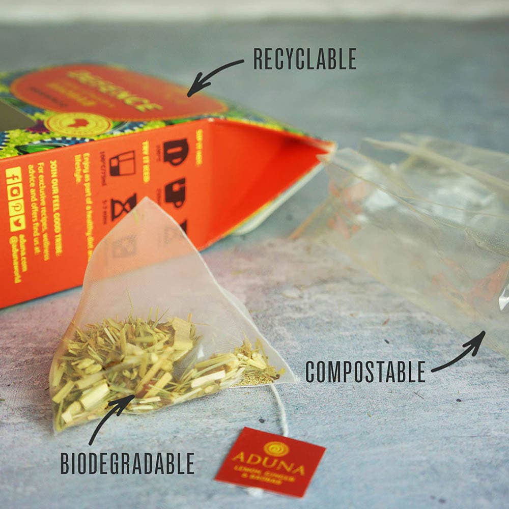 Aduna Superfoods – wholesale Health/detox tea – Baobab, Lemon & Ginger Defence Tea | 15 Biodegradable Bags 2