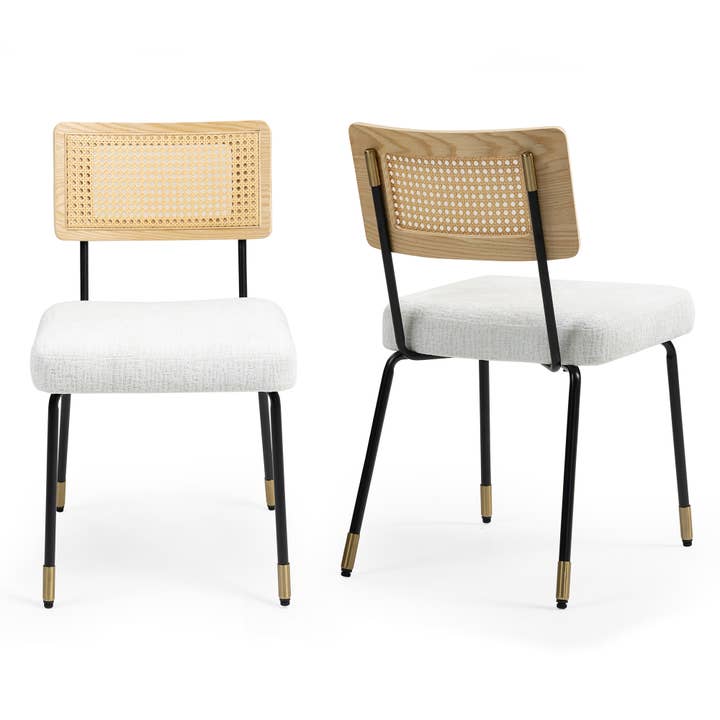 Glamour Home - Wholesale Chair - Set of 2 Bethari Beige Woven Fabric Dining Chair