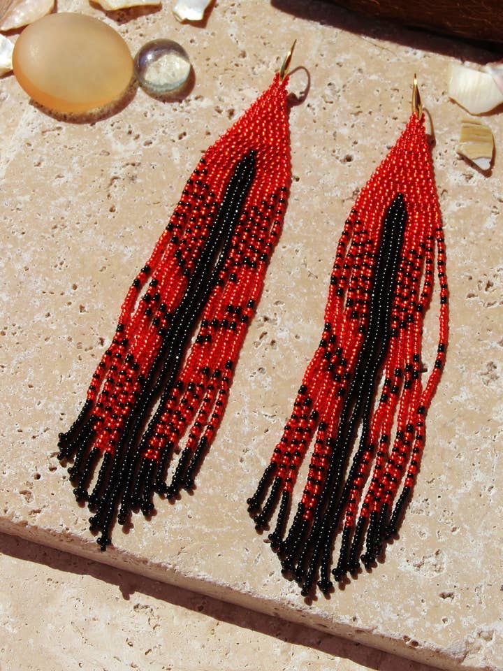 Boucles franges SAINT MARTIN rouge noir for engroshandel hos La parisienne des îles