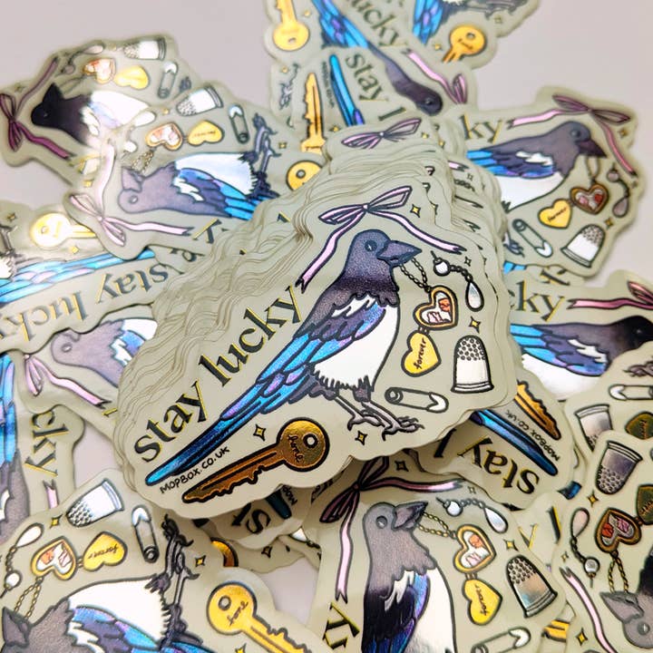 Mimo - Wholesale Sticker - Stay Lucky Magpie Vintage Trinkets - Vinyl Sticker (Mirror)2