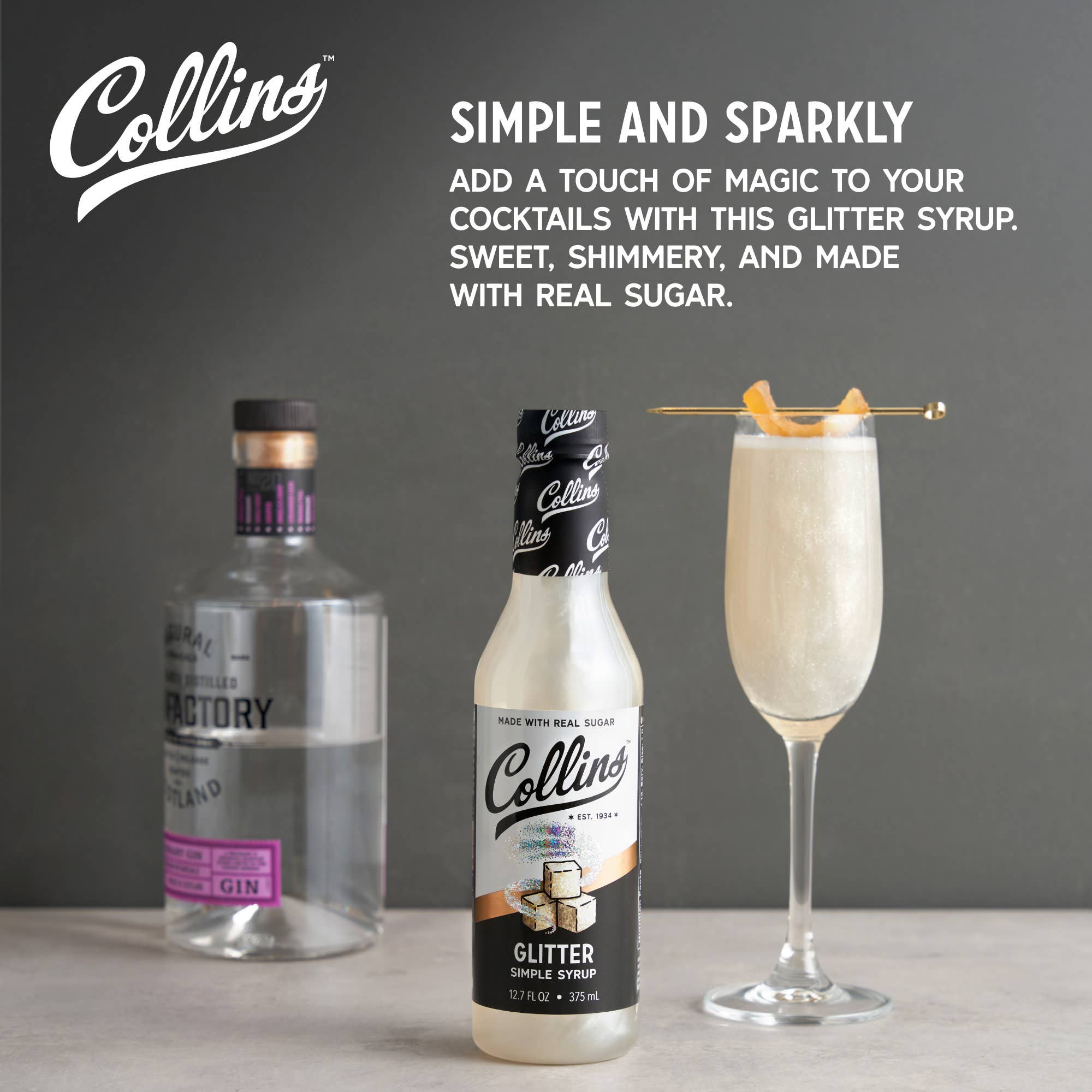 Collins - Wholesale Cocktail Mix/Syrup - Glitter Simple Syrup 12.7 oz1