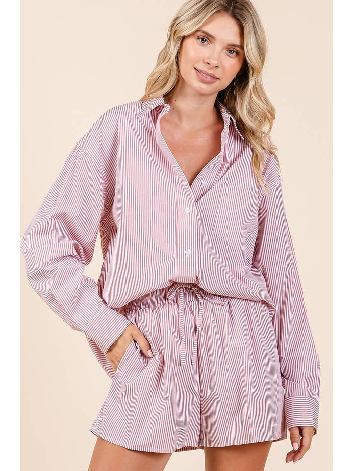 mittoshop - Wholesale Lounge Set - Women's - STRIPED SHIRT AND SHORTS SET15