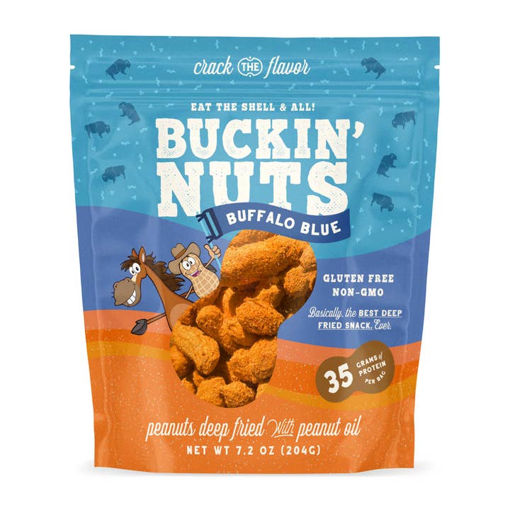 Buffalo Blue Fried Peanuts for wholesale by Buckin' Nuts