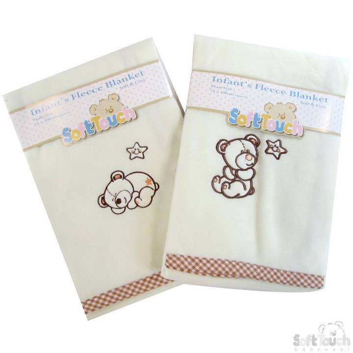 Mantas para bebés: forro polar con bordado de osos - FBP19 para venta al por mayor de Soft Touch