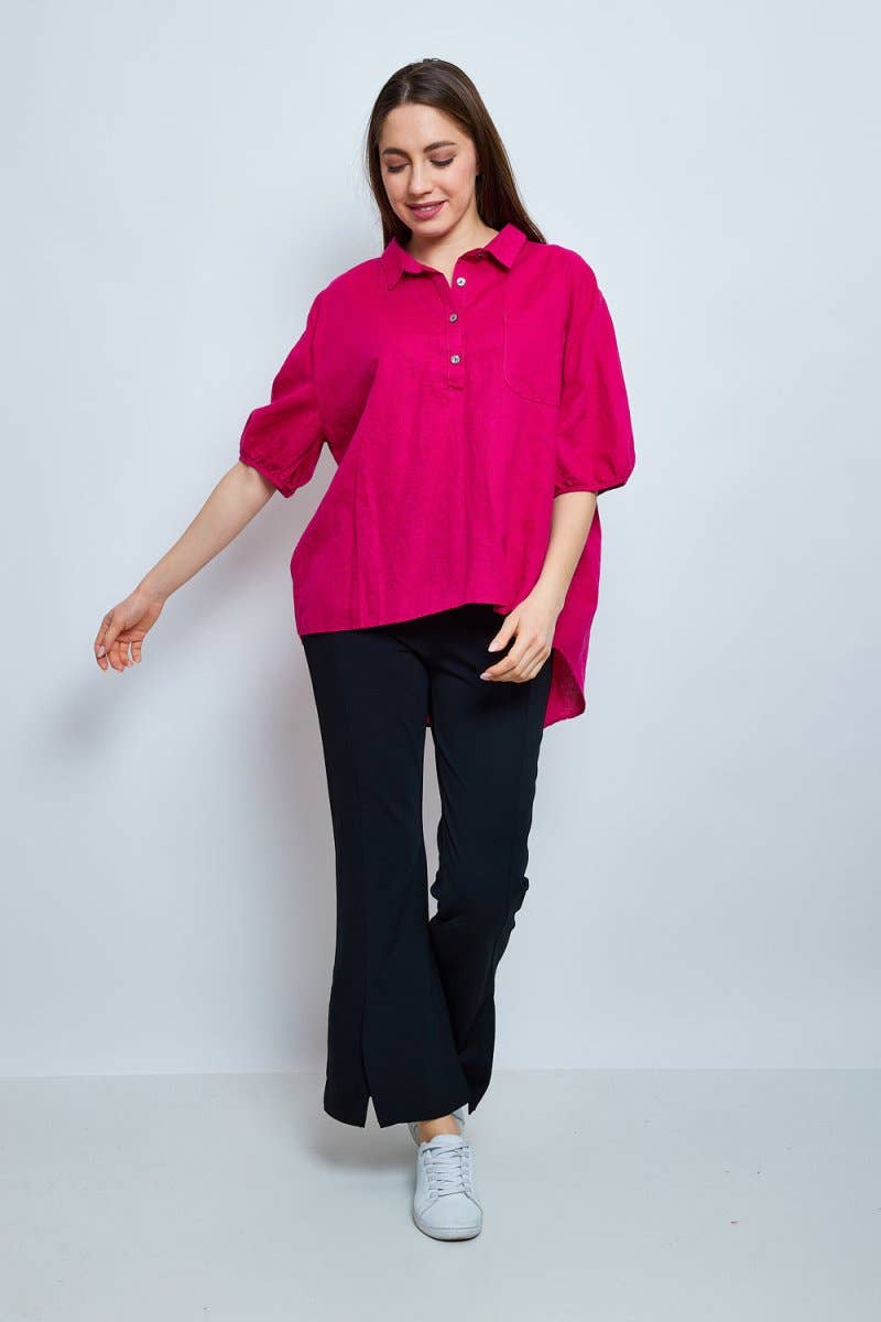 BELLA BLUE - Vente Chemise à col boutonné – femme - Top - D579-H039