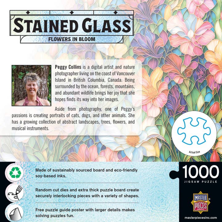 Masterpieces Puzzles - Wholesale Puzzle - Adult - Stained Glass - Flowers in Bloom 1000 Piece Jigsaw Puzzle