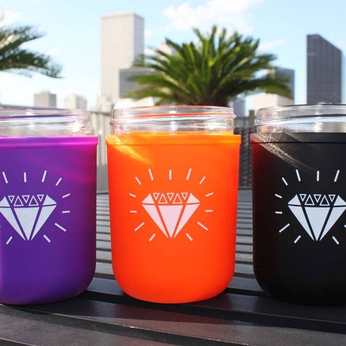 Frasco de pedreiro de silicone de diamante 8oz Koozie por atacado de Mason-Re