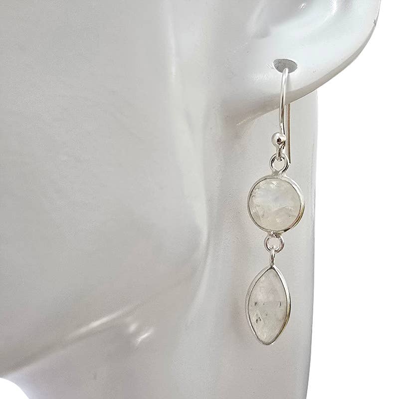 Amberman - Wholesale Dangle Earrings - Faceted Moonstone Sterling Silver Earrings On Hooks1