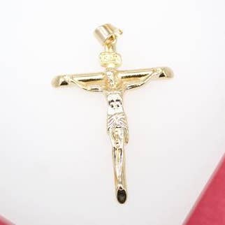 Pendentif Charme Crucifix Croix de Jésus en Or 18K Plaqué (A353) pour la vente par MIA Jewelry