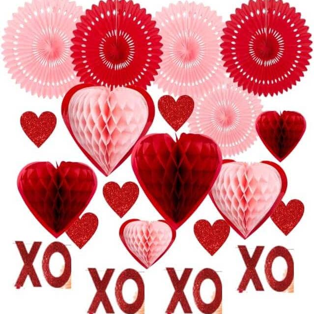 Posh Paper - Wholesale Party sign/banner - Valentine's Day Party Decoration Pom Pom Paper Flower Fans