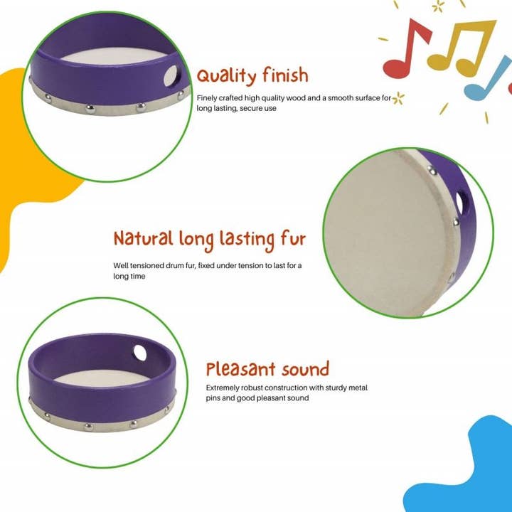 GICO Spielwaren - Wholesale Musical Toy - Kids & Baby - Tambourine Hand Drum Musical Instrument For Children Made of Wood1