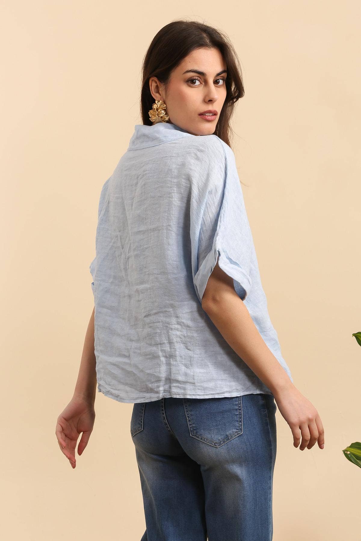 LÉA & LUC - Vente Chemise – femme - Chemise avec une fleur en 100% Lin REF. 2034124