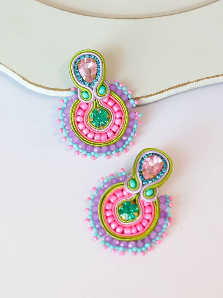Sussana Pastel Soutache Earrings for wholesale by Pria Handmade Accessories