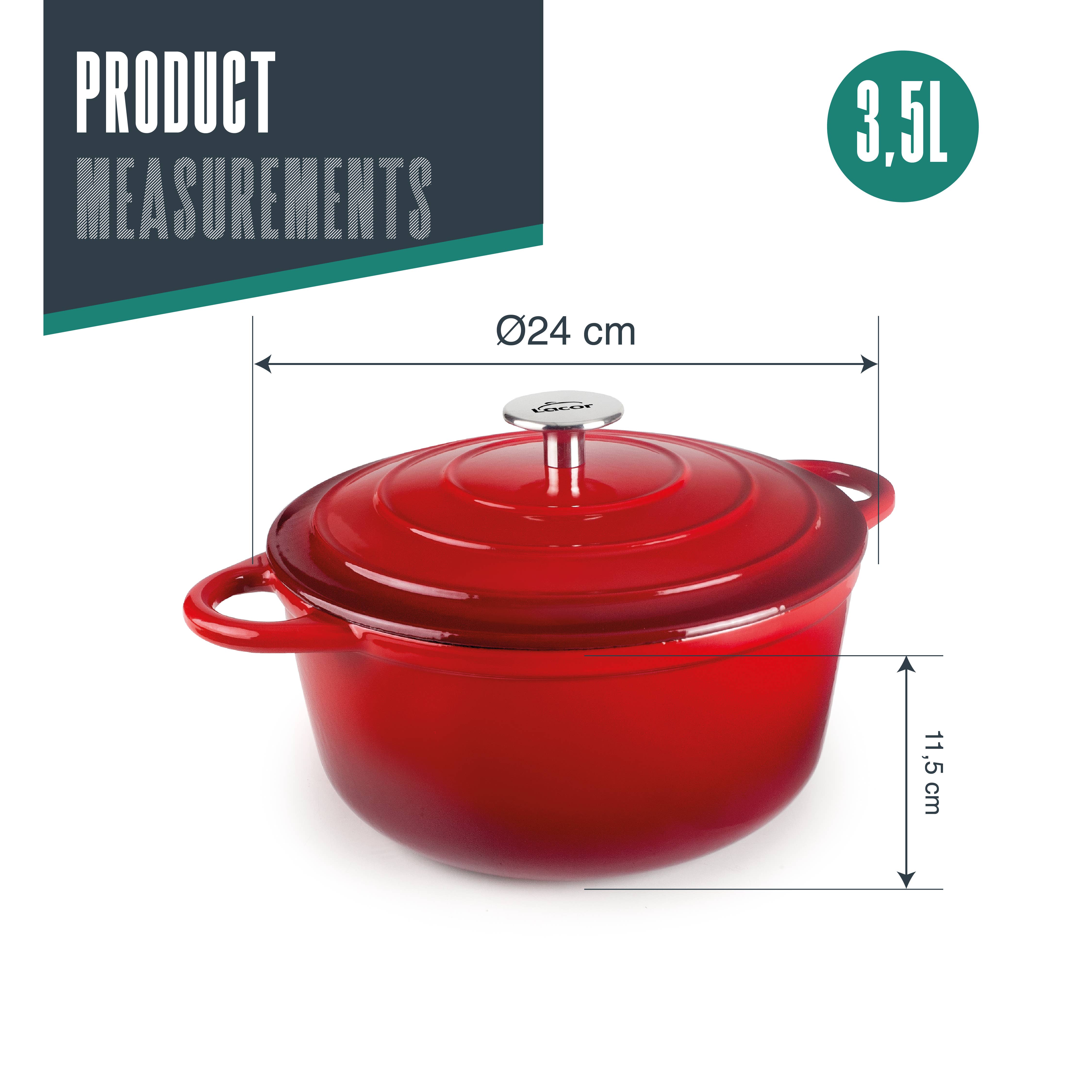 LACOR MENAJE PROFESIONAL S.L. - Wholesale Cooking Pot - CAST IRON RED CASSEROLE9
