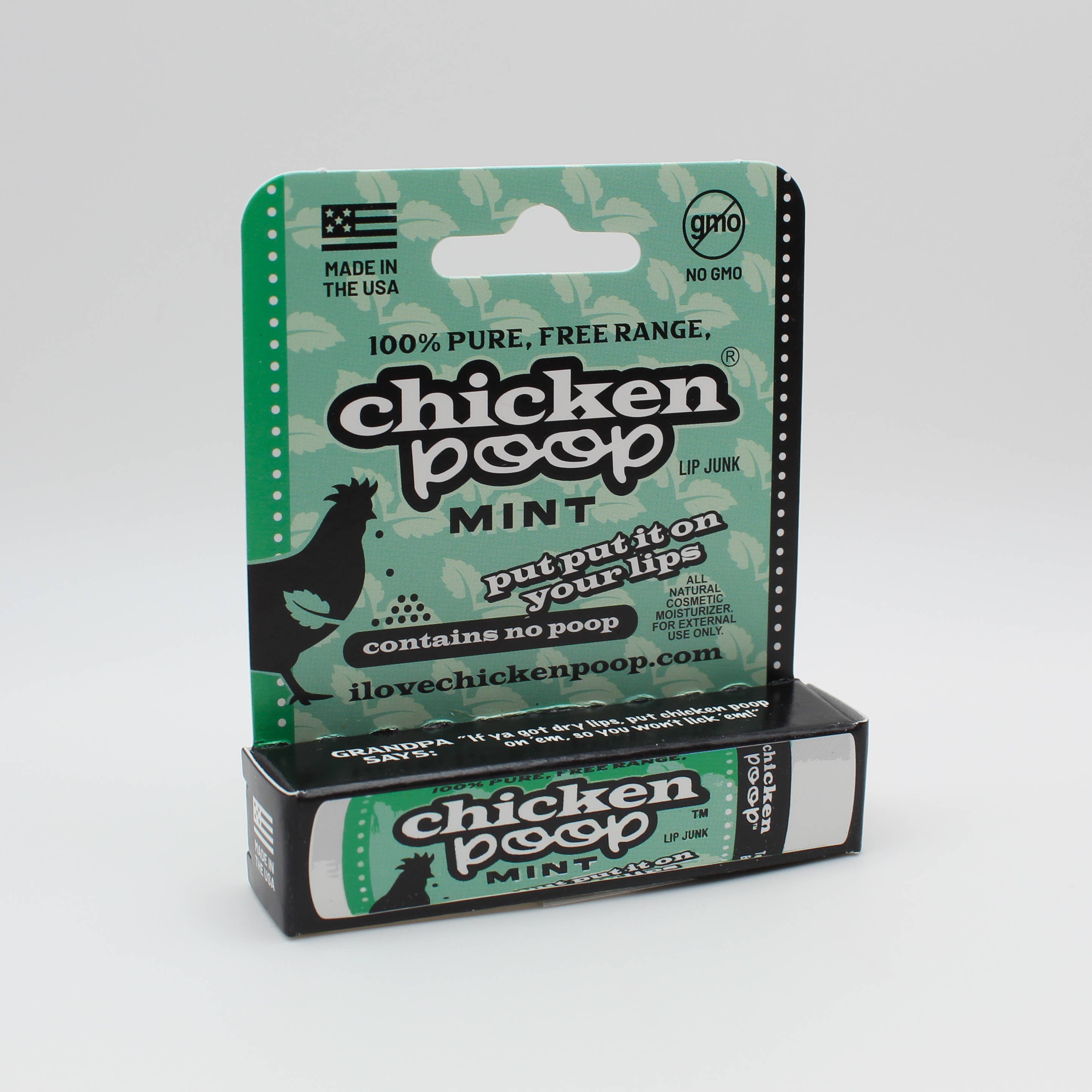 Chicken Poop - Wholesale Lip Balm - Chicken Poop® MINT Lip Balm, All Natural 16ct. HANG TAB2