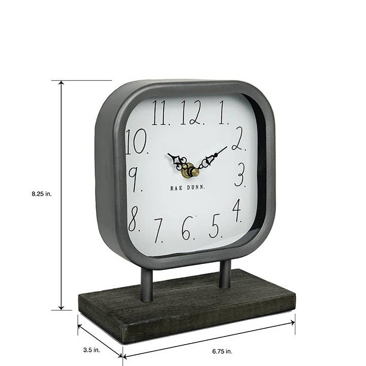 DesignStyles Home – Großhandel Tischuhr – Rae Dunn Kaminuhr aus Metall und Holzfuß2