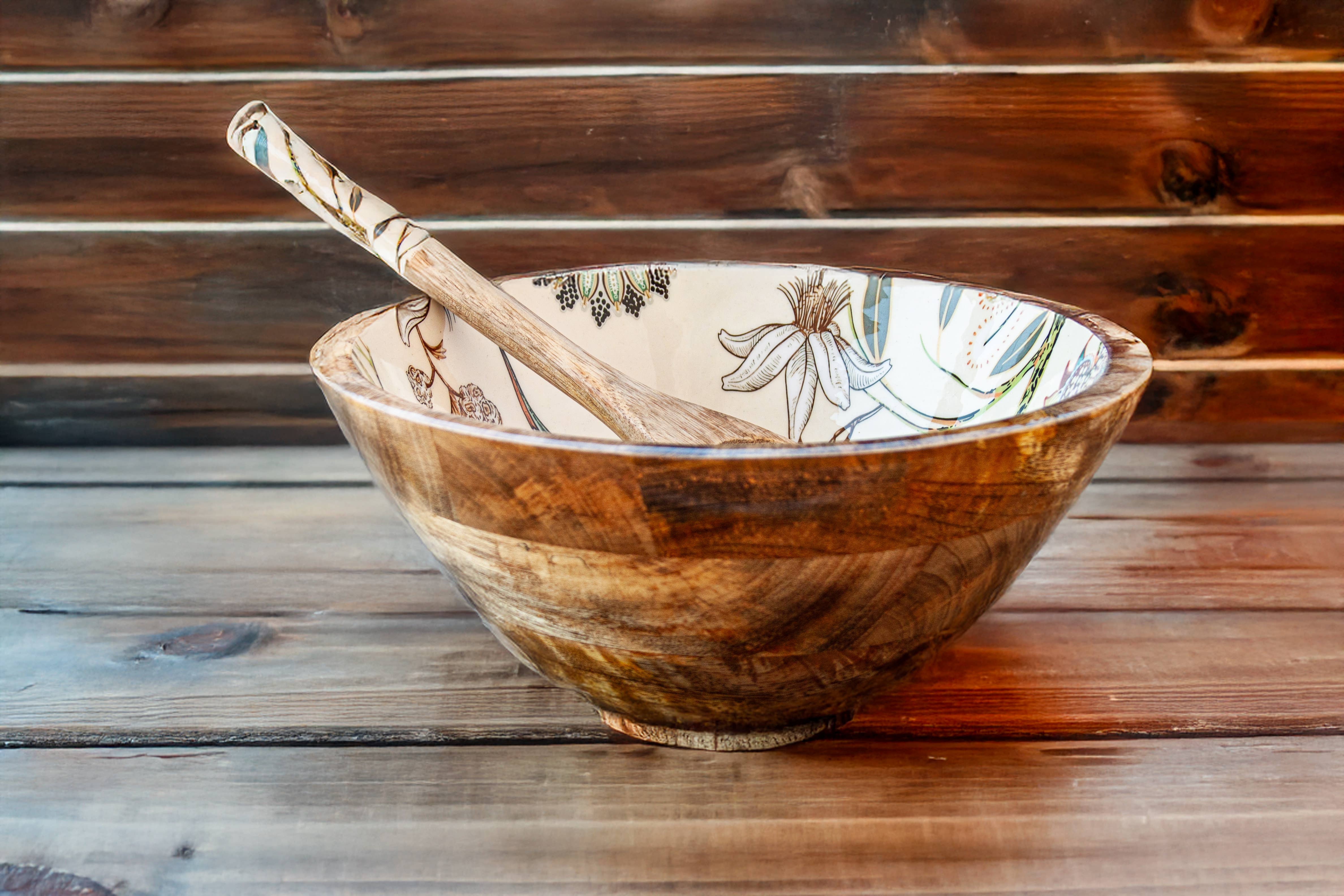 Bohozena – wholesale Serving bowl – Hummingbird Mango Wood Serving Bowl, Wood Salad Bowl5