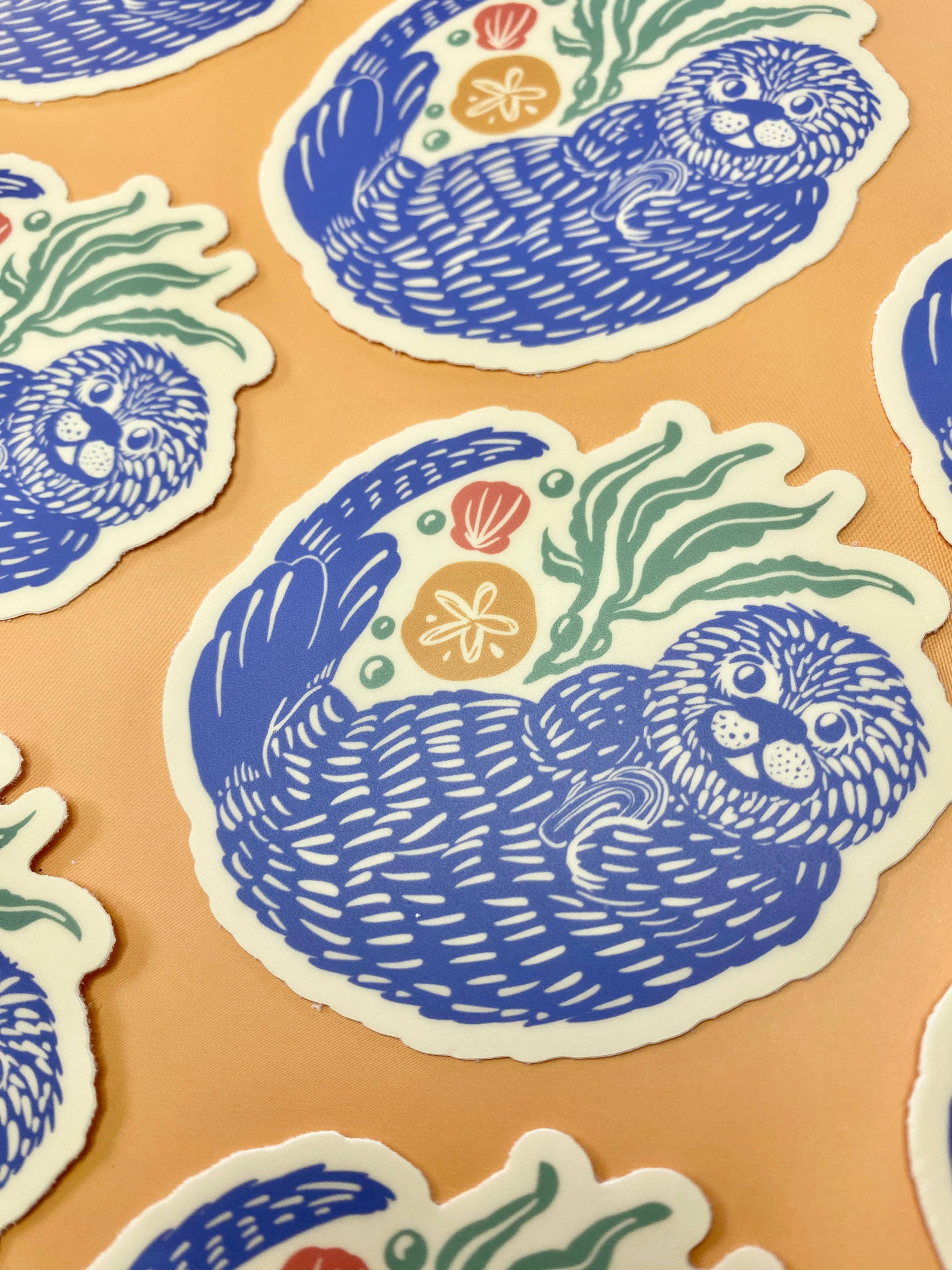 Melissa Pothier Art - Wholesale Sticker - Otter Sticker, Sea Otter, Marine Animal, Seashell, Ocean2