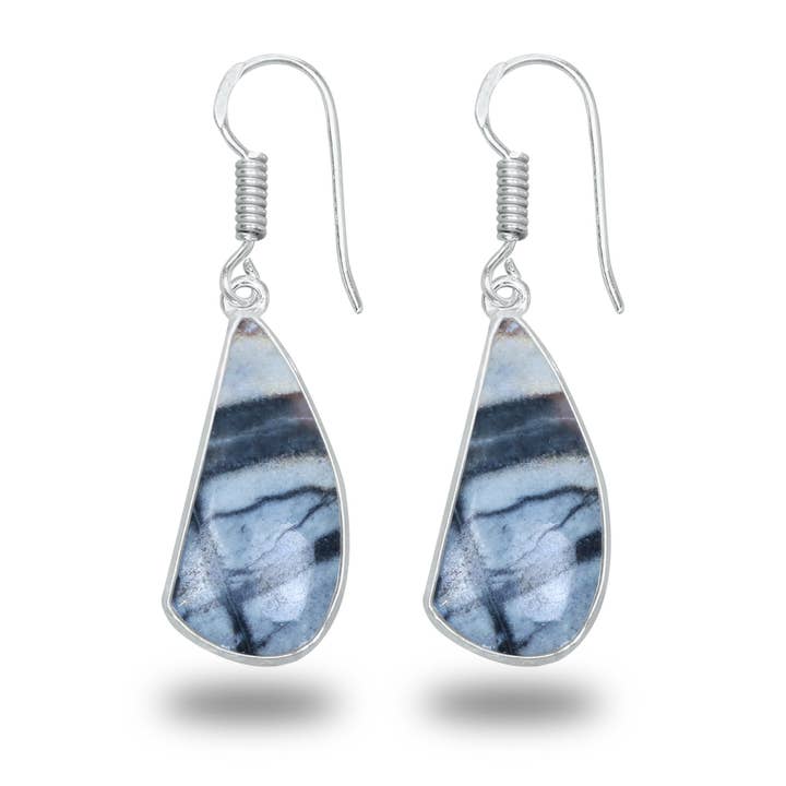 Handmade Jewels - Wholesale Dangle Earrings - Picasso Jasper Earrings – Minimalist, Silver-Plated | Wholesale & Handmade10