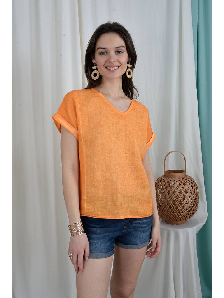 ORNELLA PARIS - Wholesale Blouse - Women's - LEL-T651L linen top