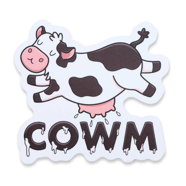 Cowm Sticker for wholesale by Sleazy Greetings