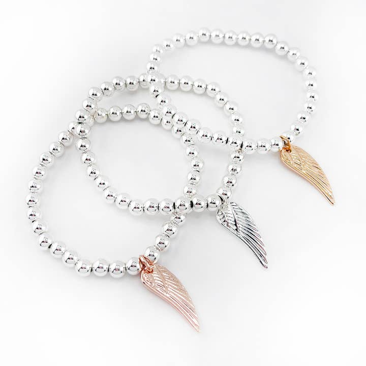 Ball Bracelet with Angel Wing Charm for wholesale by Lovethelinks Ltd