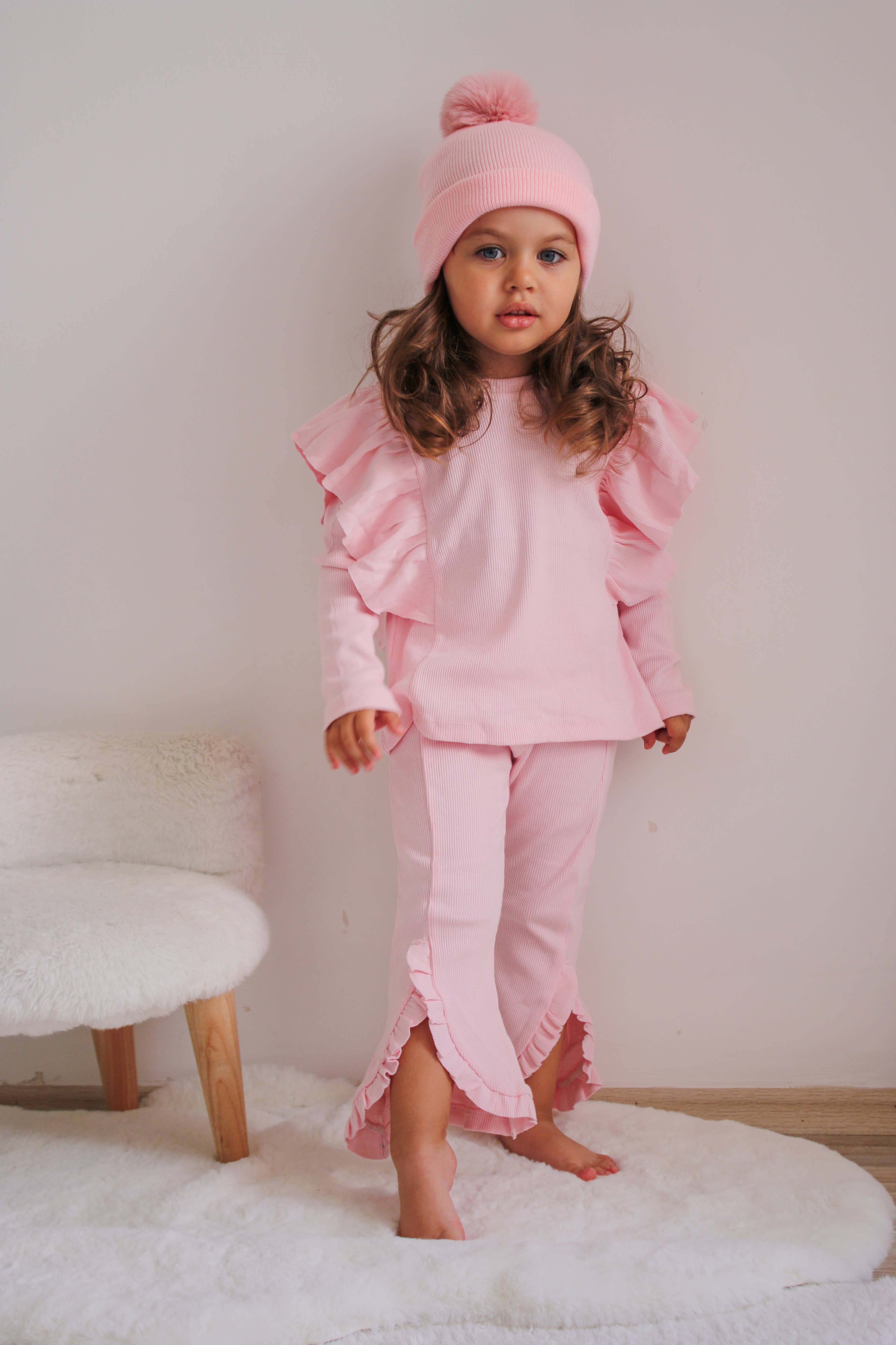 Himmelberg Baby - Vente Bonnet – enfant - Bonnet à pompon simple rose en sucre5