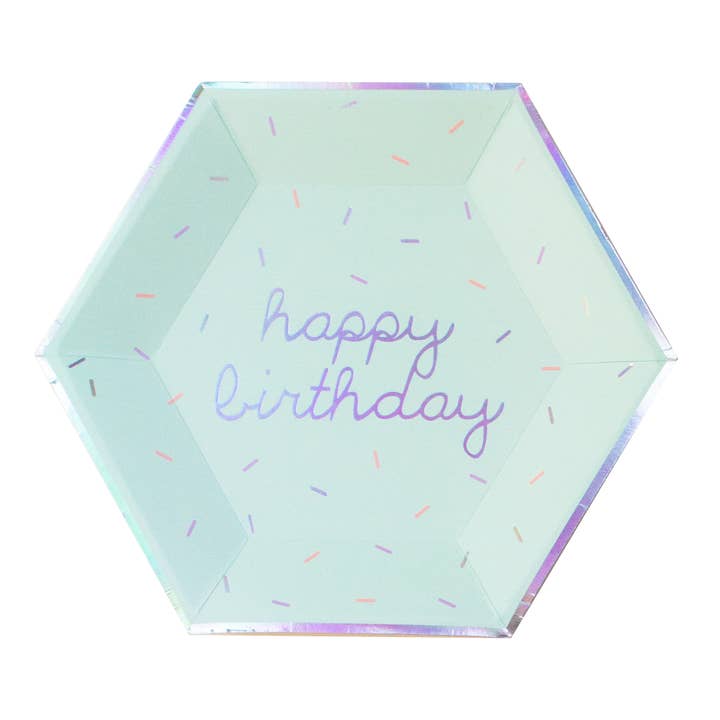 Harlow & Grey – wholesale Disposable plate – Sprinkles Pastel Happy Birthday Large Paper Plates - 18 Pack