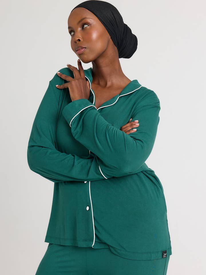 Bamboo Long Pyjama Set in Green for wholesale on Faire4