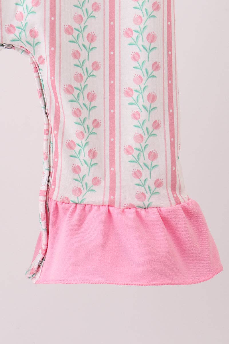 Mom & Co. - Venta al por mayor Peto - Bebés - Romper con volantes y nido de abeja de tulipanes florales4