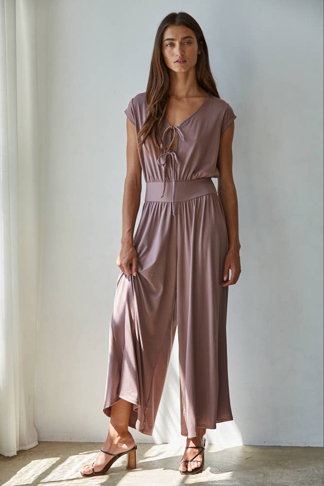 By Together - Wholesale Jumpsuit - Women's - RJ3551 | Knit Polyester Spandex V-Neck Short Sleeve Jumpsuit4