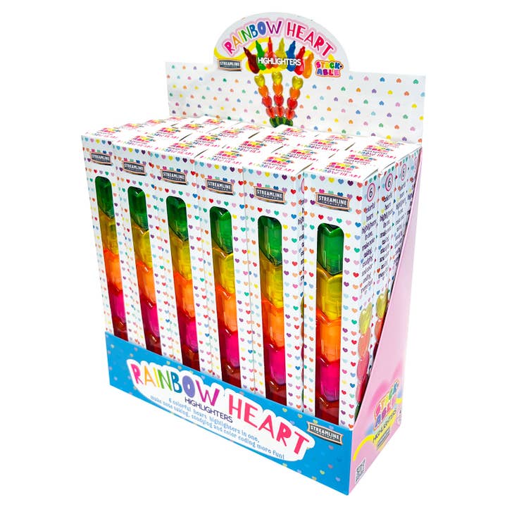 Streamline – wholesale Highlighter – Rainbow Hearts Stackable Marker/Highlighter