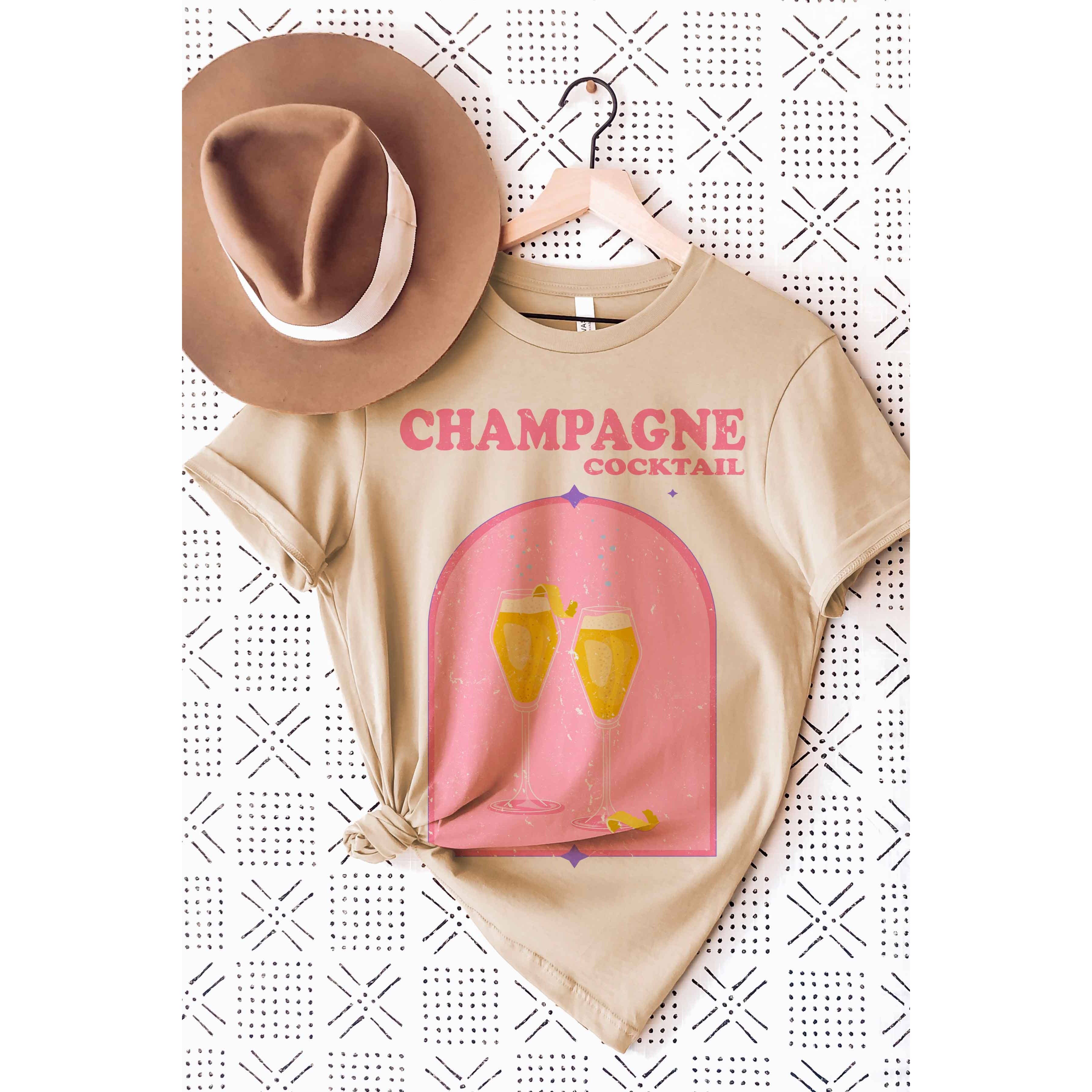 BLUME & CO. - Vente T-shirt sérigraphié – femme - T-shirt graphique CHAMPAGNE COCKTAIL3