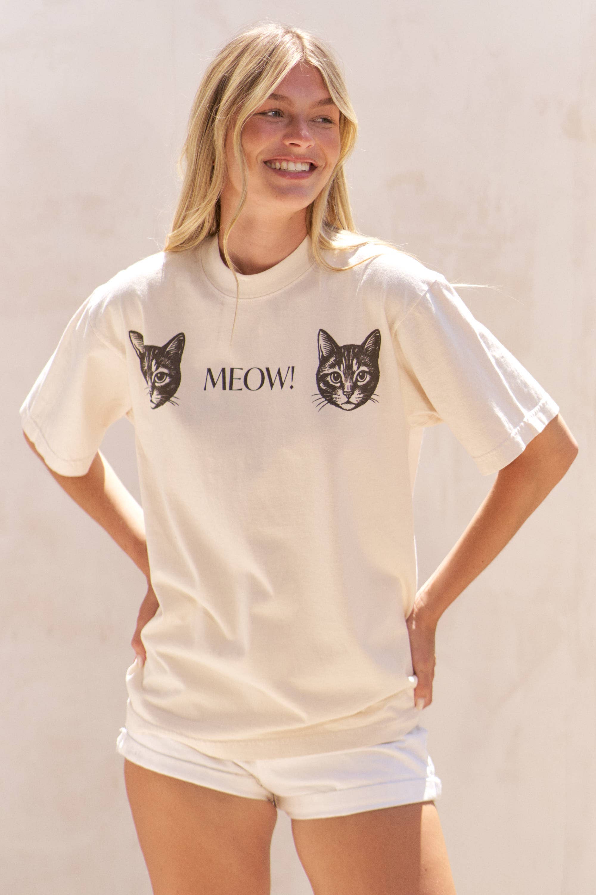 JADE BY JANE - Vente T-shirt sérigraphié – femme - T-SHIRT GRAPHIQUE DEUX CHATS QUI MIAULENT22