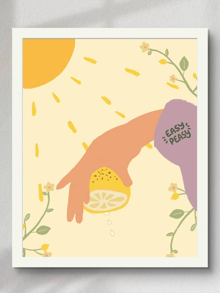 "Easy Peasy" Matted Print for wholesale by Angela Wan Art