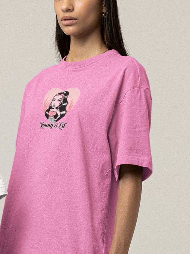Young & Lit Heart Oversized T-Shirt for wholesale by Splashy