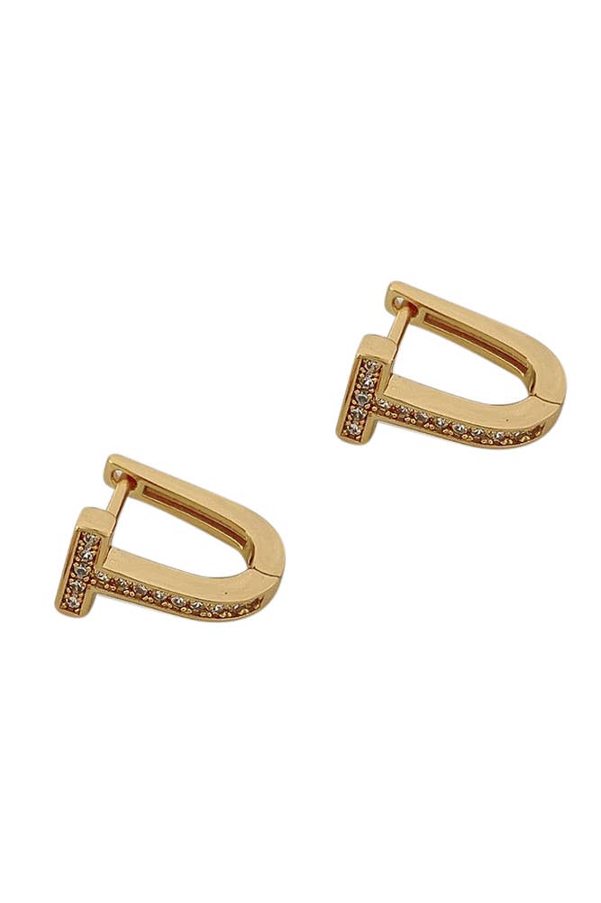 Hana - Wholesale Huggie Earrings - 14K Gold Dipped Huggie Earrings Cv Paved2