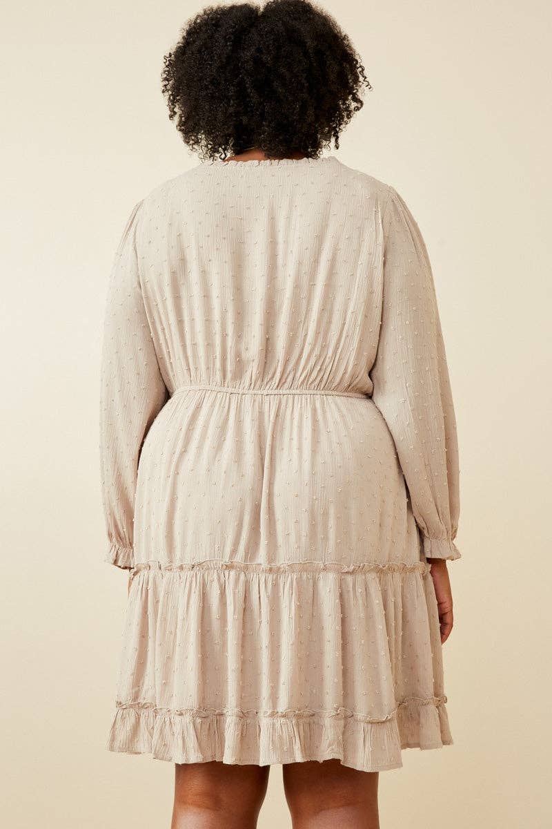 Steen Damesjurk met gesmokte overslag en Zwitserse stippen. voor groothandel op Faire7