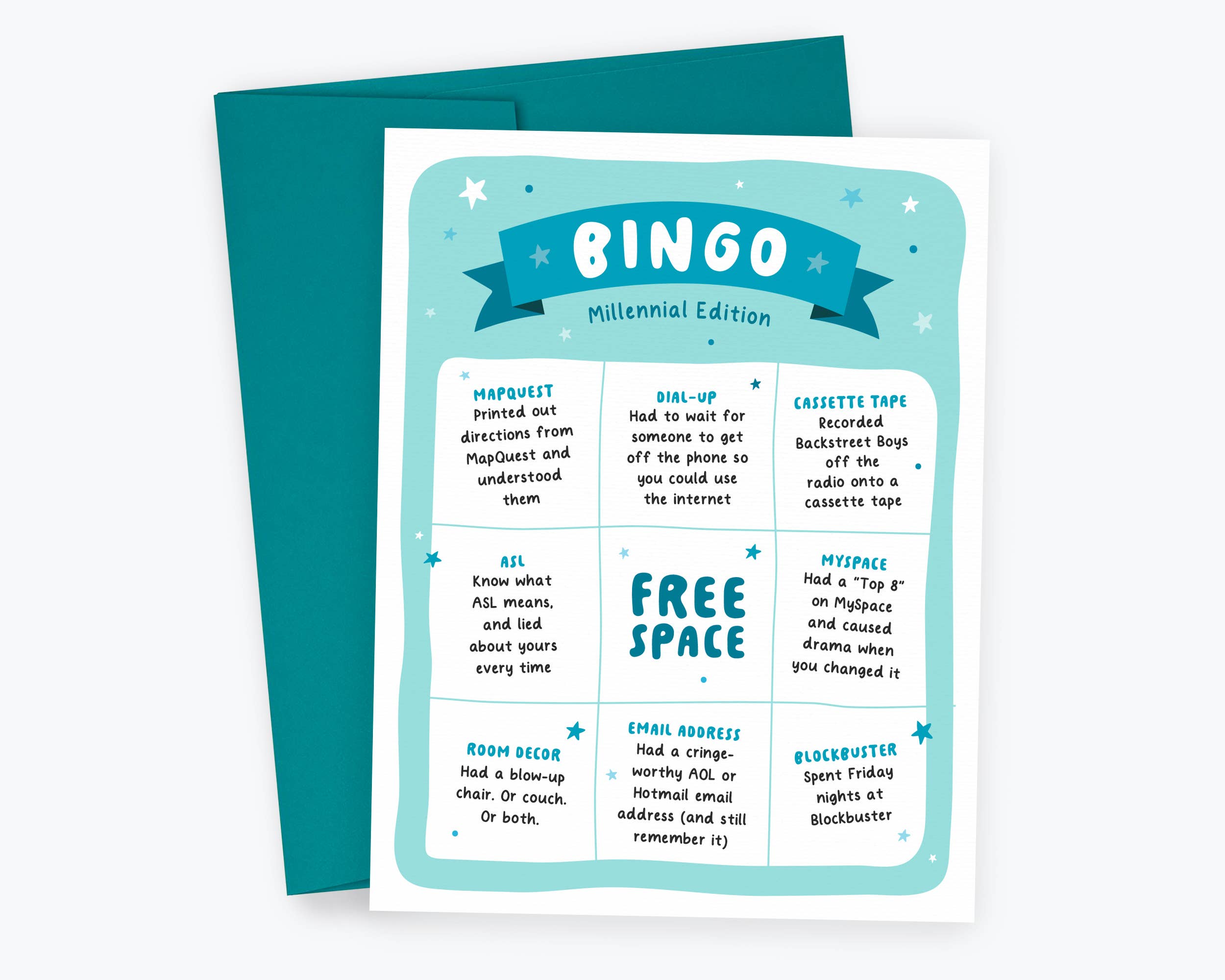 Kreate Paper Co. - Wholesale Birthday Card - Funny Bingo Card Millennial Edition, 90s Nostalgia0