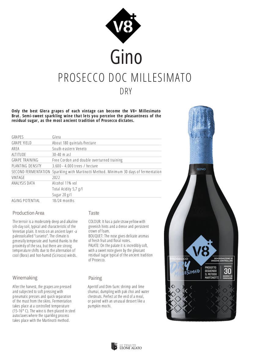 Metina SAS - Wholesale Champagne/Sparkling Wine - Sior Gino Prosecco Millesimato Dry Vineyeards V8+ 75 cl.2