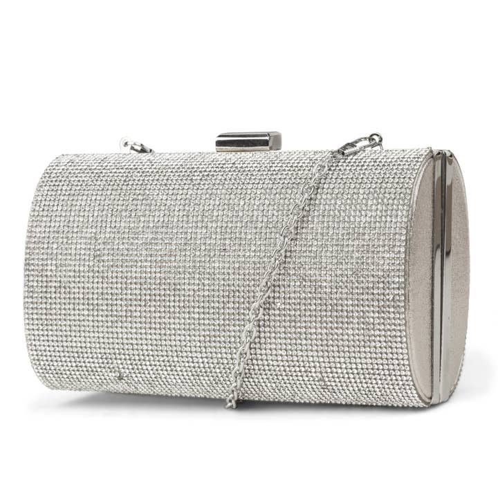Aspen Rhinestone Evening Clutch (Silver) for wholesale by Jessica McClintock