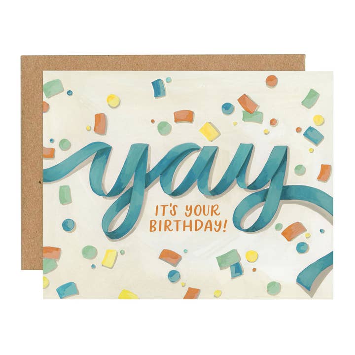 Birthday Ribbon Yay Greeting Card for wholesale by 1canoe2 | One Canoe Two Paper Co.