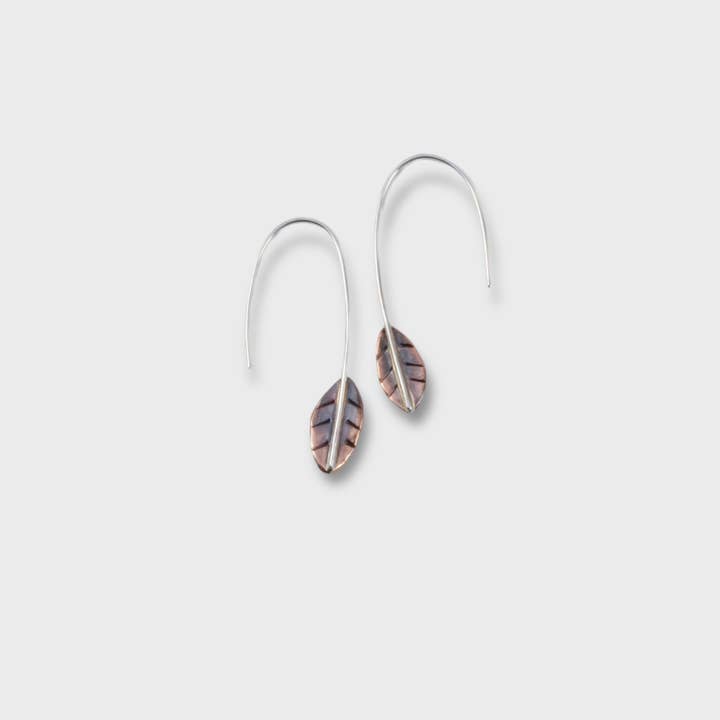 Sincerely Sarah - Wholesale Dangle Earrings - Copper Leaf Earring Threader Short