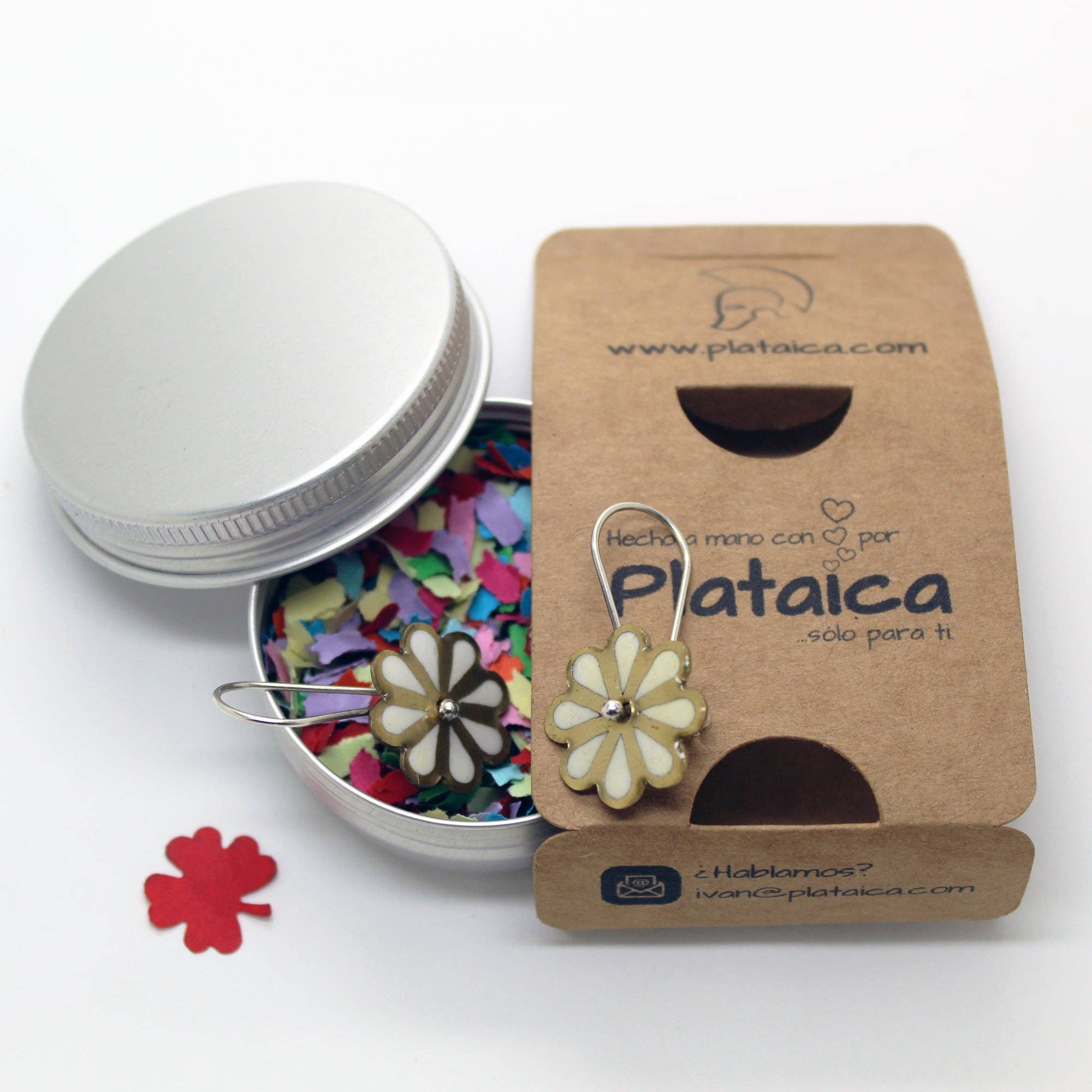 Plataica - Wholesale Dangle Earrings - Daisy Earrings in Brass and 925 Silver with White UV Resin8