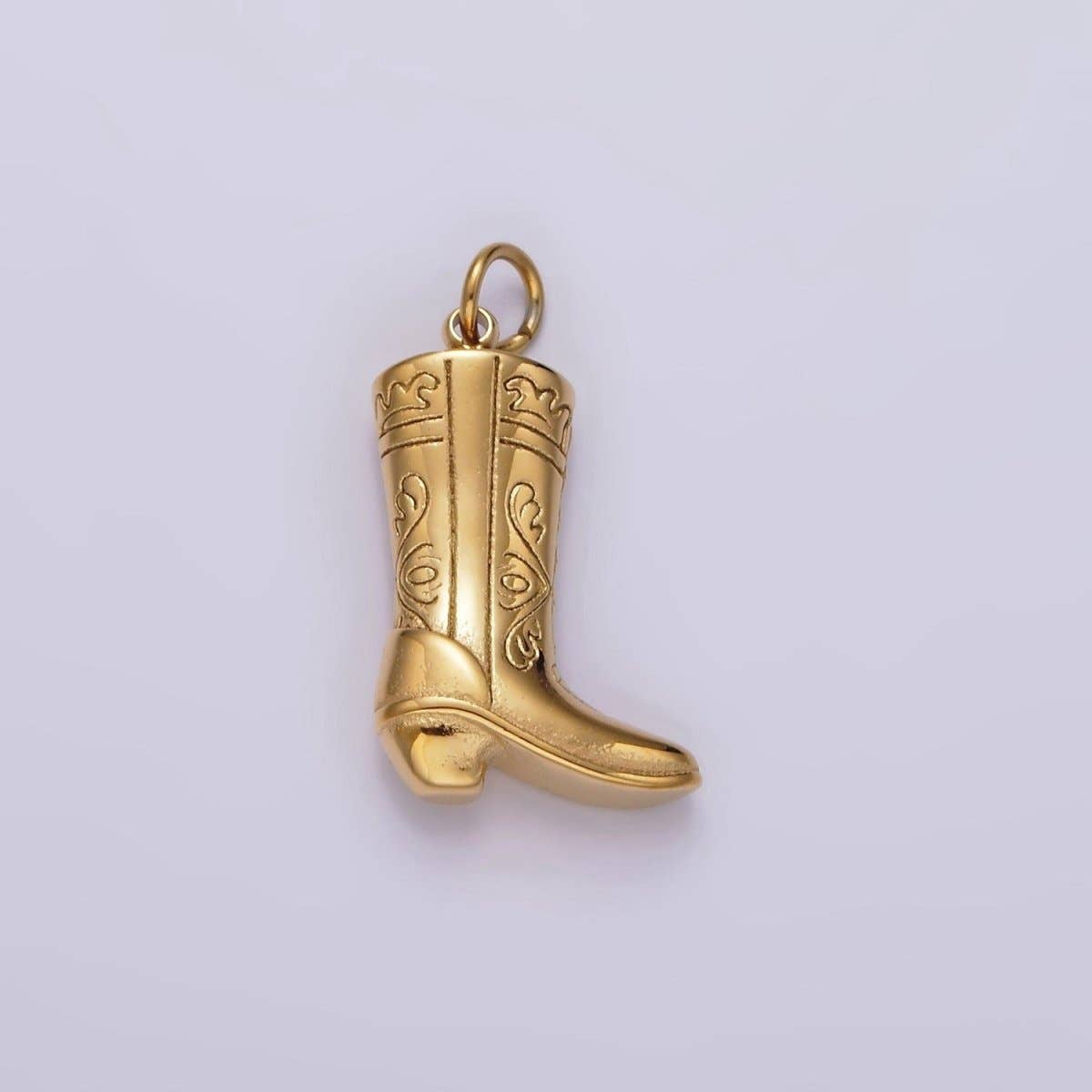 Aim Eternal – Pendente/pingente individual por atacado – Pingente de Botas de Cowboy em Aço Inoxidável Artesanal Gravado em Ouro e Prata | P12731